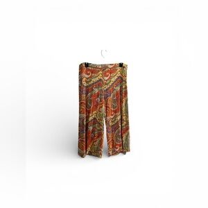 Ralph Lauren Red and Orange Paisley Wide Leg Knit Pants